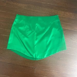 Zara satin green mini skirt